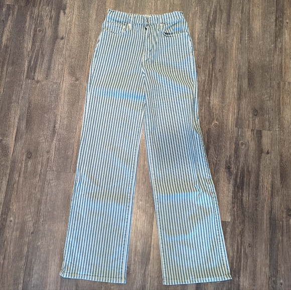 Free People sz. 27 blue/white striped straight leg jeans - Picture 6 of 9